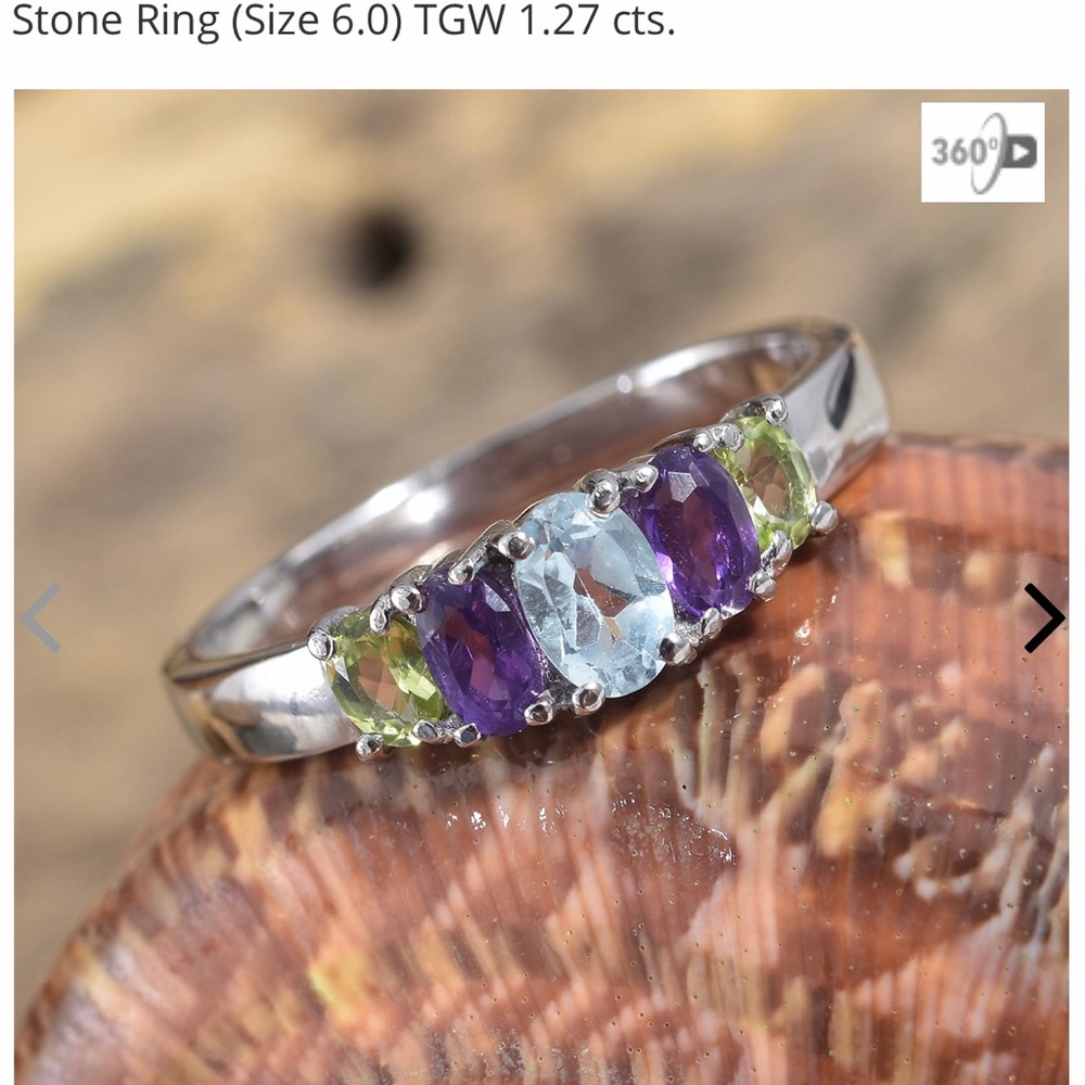 Sky blue topaz multi gem stainless steel